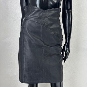 Forenza Black Leather Pencil Skirt